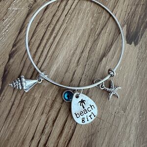 Silver Tone Charm Bracelet with Beach Theme